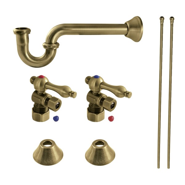 Plumbing Sink Trim Kit with PTrap, Antique Brass